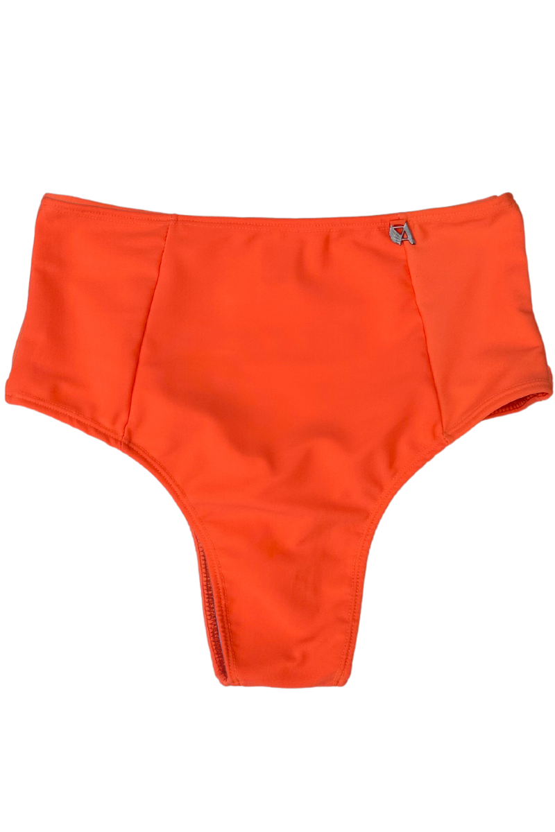 Conjunto TRIANGULITO FIJO Mandarine con Bombacha TIRO ALTO
